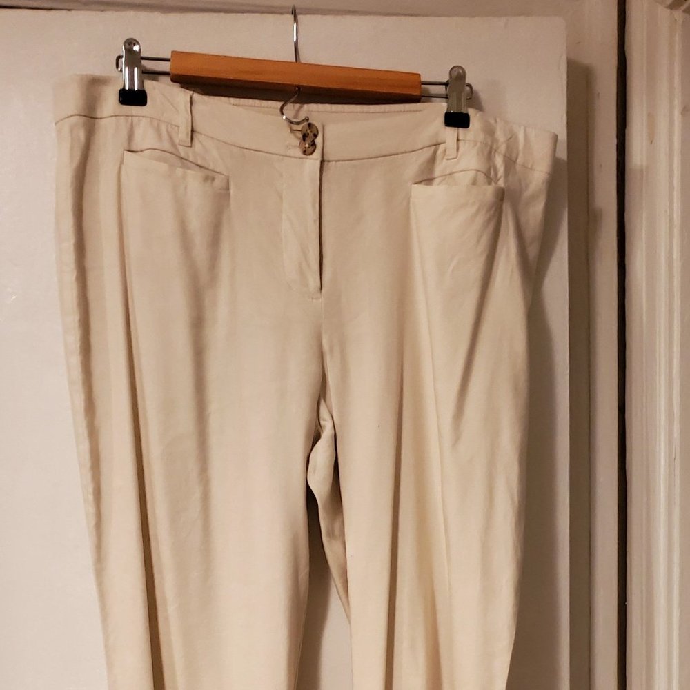 J. Jill Ivory Stretch Linen Pants sz 14